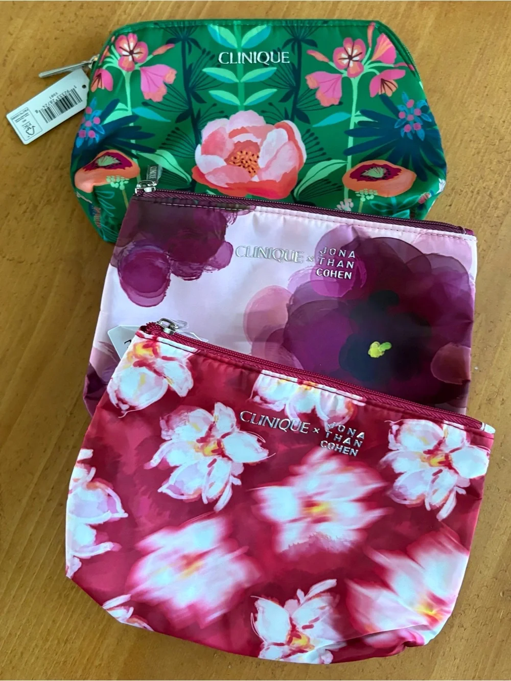 Clinique Jonathon Cohen Floral Make-up Bags, Set of 3, Brand New
